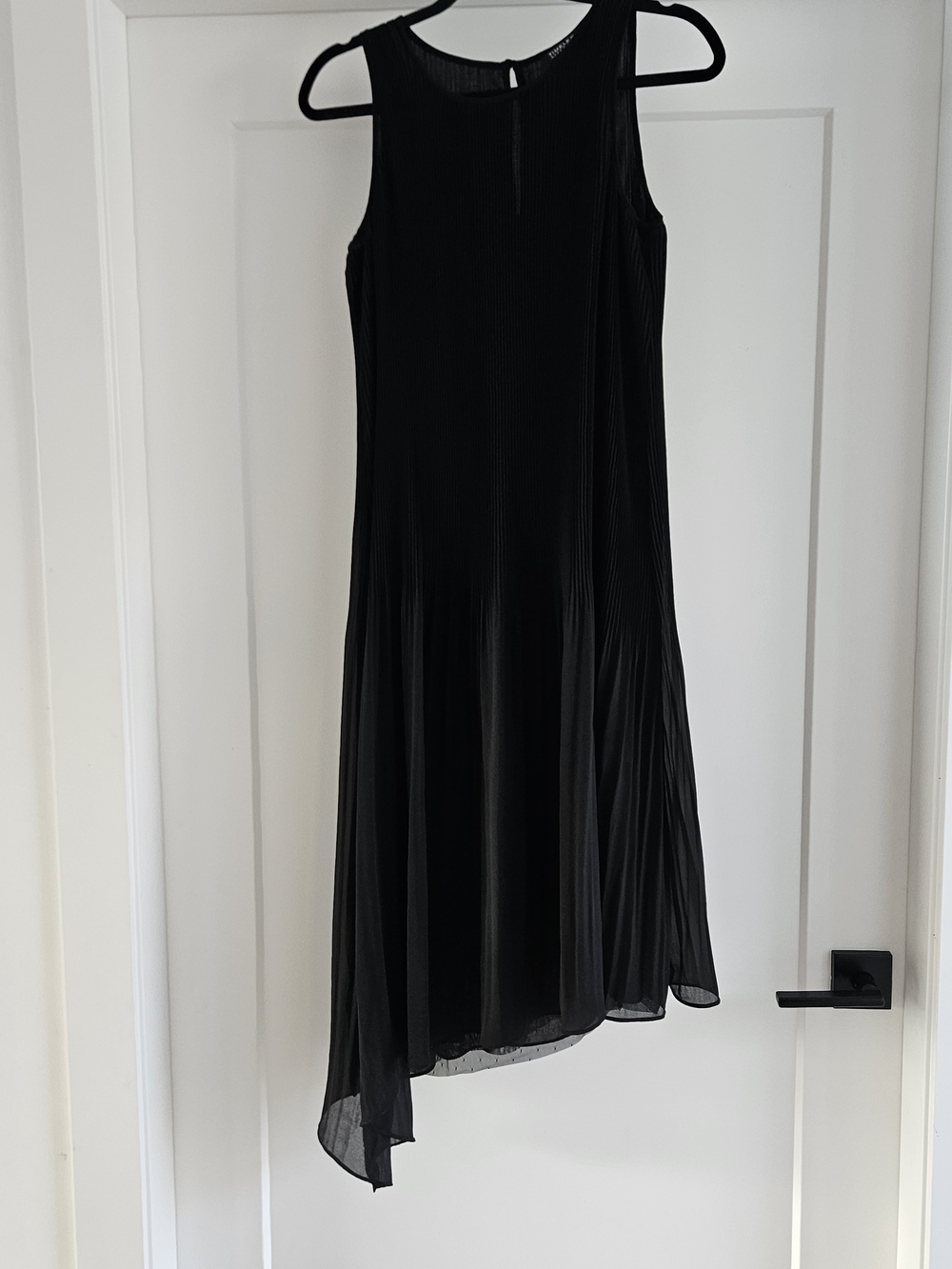 Naeem Khan Black Luxury Pleated Asymmetrical Sleeveless Midi Dress Size Medium